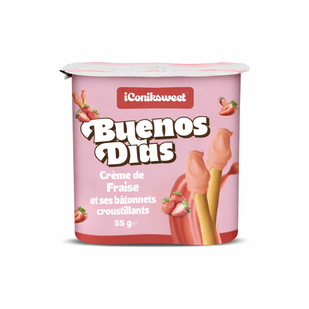 Buenos Dias – Crème de Fraise & Bâtonnets Croustillants (55g)