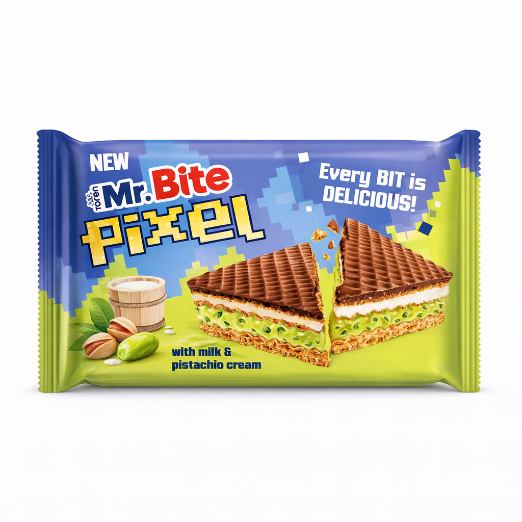 Mr. Bite Pixel Chocolate Milk and Pistachio Cream 28g